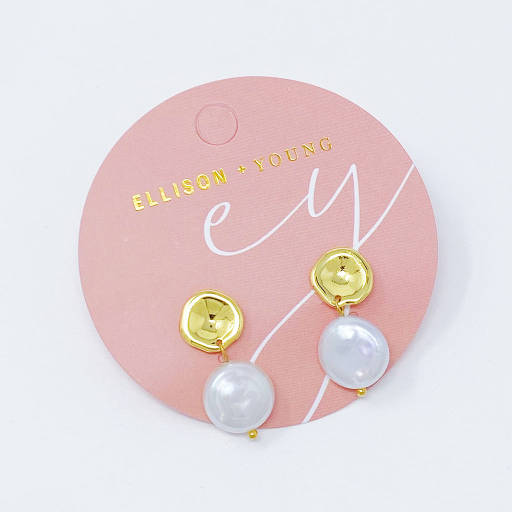 Golden Shell Pearl Drop Earrings