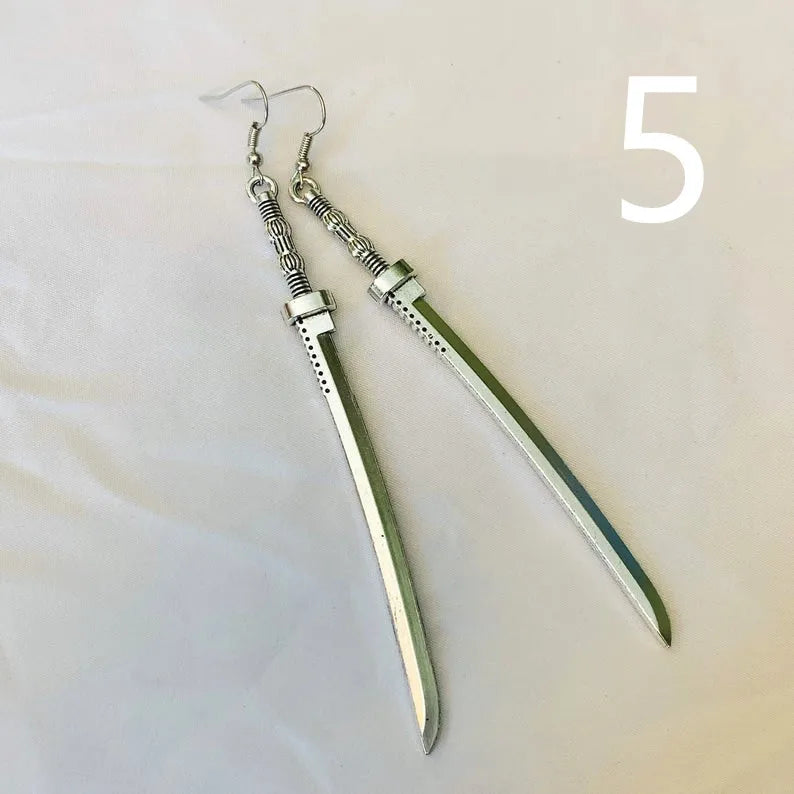 Golden Colour Goth Swords Earrings Long Gothic Medieval Tarot Viking Alternative Statement Women Men Gift Mystical Jewellery