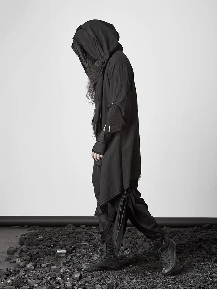 ARENS Techwear Goth Coat Men's Windbreaker Gothic Hip Hop Harajuku Dark Wear Long Cardigan Men Black Japanese Streetwear