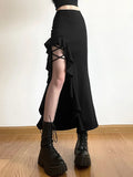 AltGoth  Coquette Mall Goth Skirt Women Streetwear Grunge High Waist Irregulr Split Skirt Vintage Emo Alternative Indie Clothes