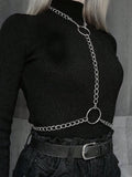 Goth Adjustable Chest Body Link Necklace With O-ring - Punk Rock Style Nice For Daily And Party Wear