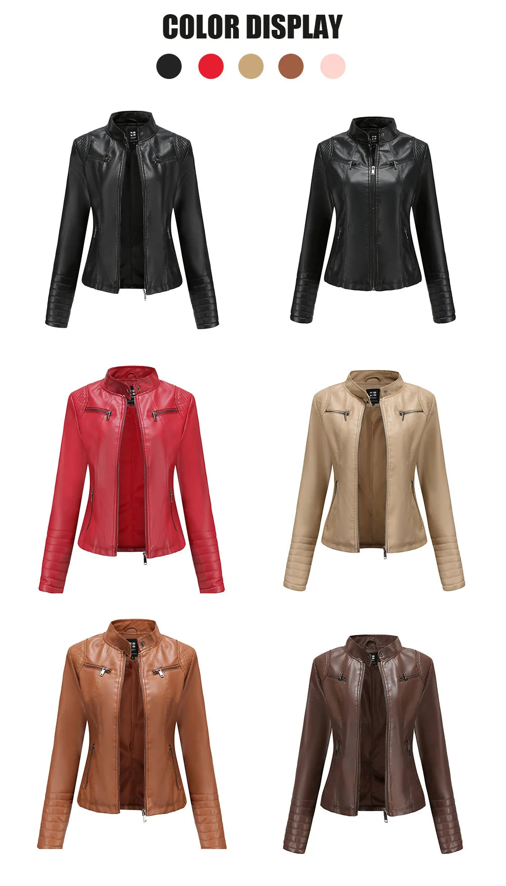 Faux Leather Motorcycle Jacket for Women, Female Coat, Moto Biker, Purple, Black,  Autumn, Spring, Fashion