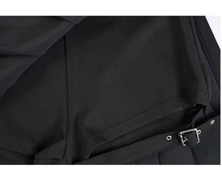 AltGoth Punk Mall Goth Shorts Skirt Women Y2k E-girl Streetwear Harajuku Leg Ring Buckle Detachable High Waist Emo Alt Clubwear