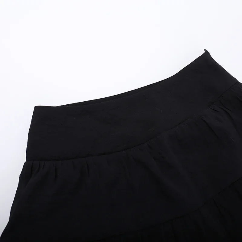 Goth Dark Kawaii Black Tiered Skirts 90S Retro Irregular Hem Party Bottoms Mall Gothic Women Fashion Dragging Skirt Alt Clothing
