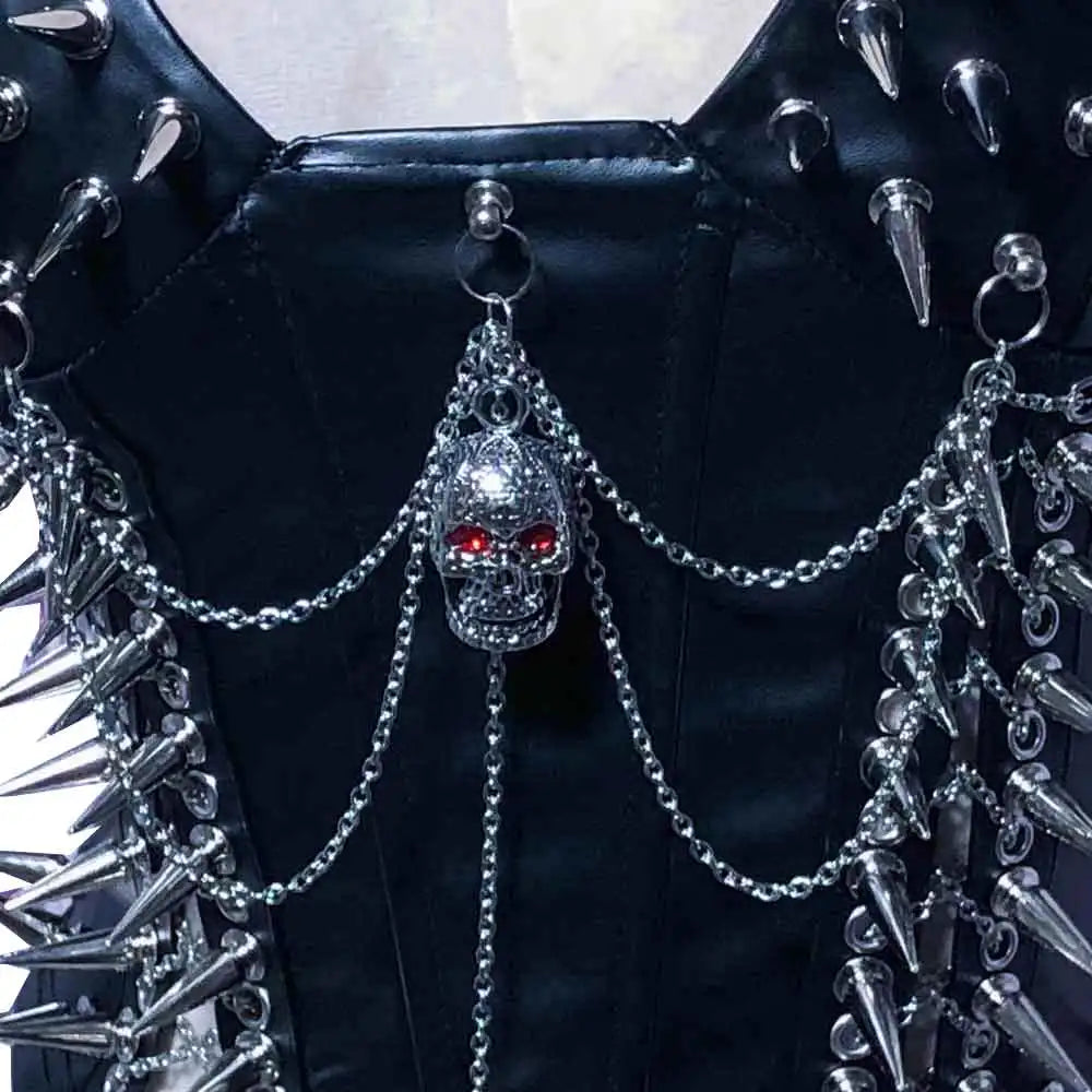 Goth Tops Gothic Tank Scene Women's with Spikes Boho 90s Spiked Emo Clothing Grunge Punk Rock Clothes Y2K T-shirt Festival Bra