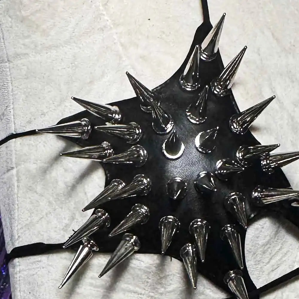 Goth Top Y2K Clothes Women's Tanks Emo Clothing Gothic Crop Tops with Spikes Punk Rock Teens ALT Rave Festival Bra Grunge Vkei