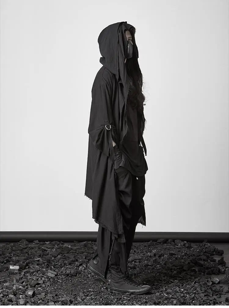 ARENS Techwear Goth Coat Men's Windbreaker Gothic Hip Hop Harajuku Dark Wear Long Cardigan Men Black Japanese Streetwear