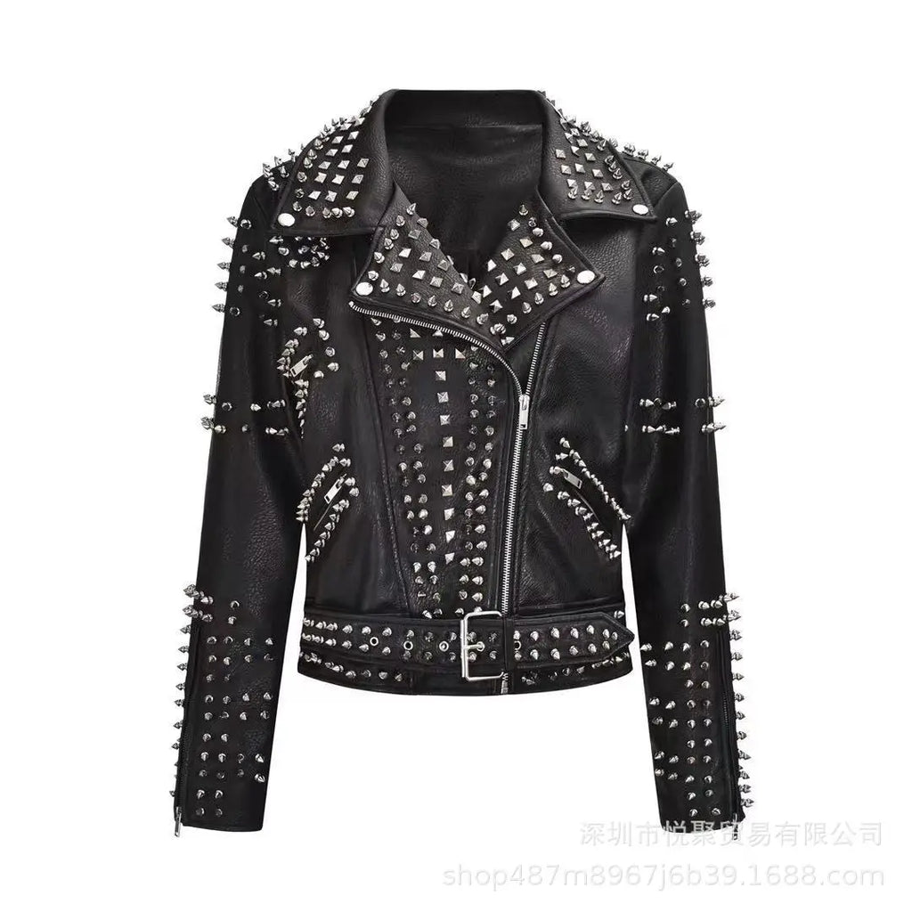 Faux Leather Motorcycle Jacket for Women, Female Coat, Moto Biker, Purple, Black,  Autumn, Spring, Fashion