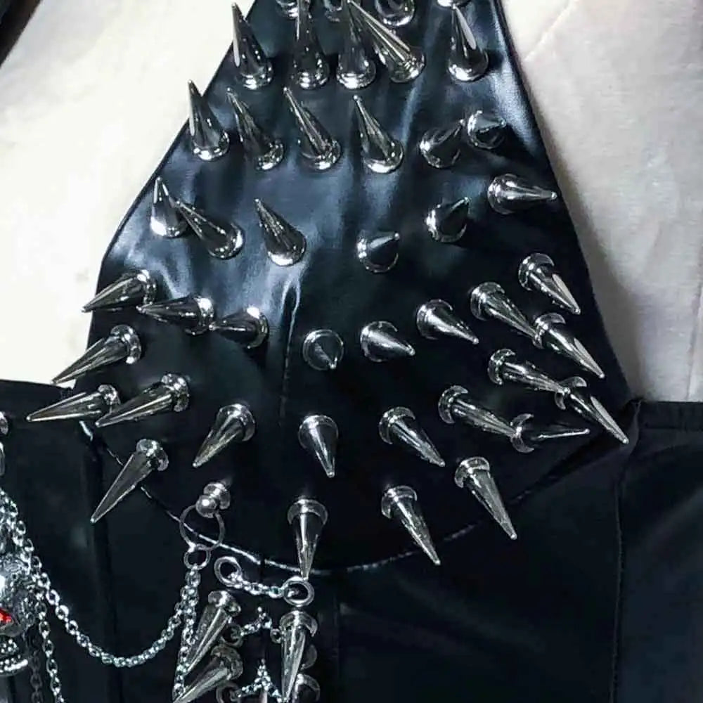 Goth Tops Gothic Tank Scene Women's with Spikes Boho 90s Spiked Emo Clothing Grunge Punk Rock Clothes Y2K T-shirt Festival Bra