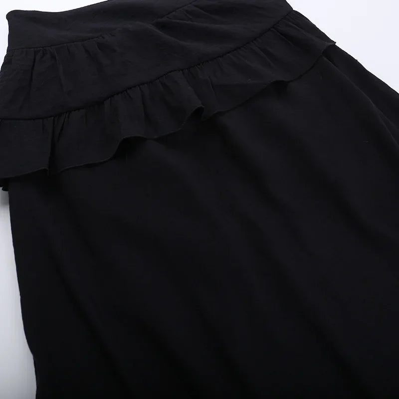 Goth Dark Kawaii Black Tiered Skirts 90S Retro Irregular Hem Party Bottoms Mall Gothic Women Fashion Dragging Skirt Alt Clothing