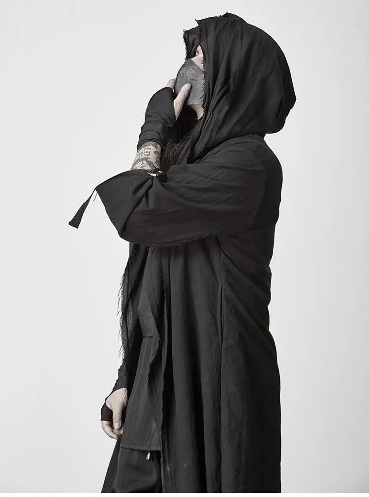 ARENS Techwear Goth Coat Men's Windbreaker Gothic Hip Hop Harajuku Dark Wear Long Cardigan Men Black Japanese Streetwear