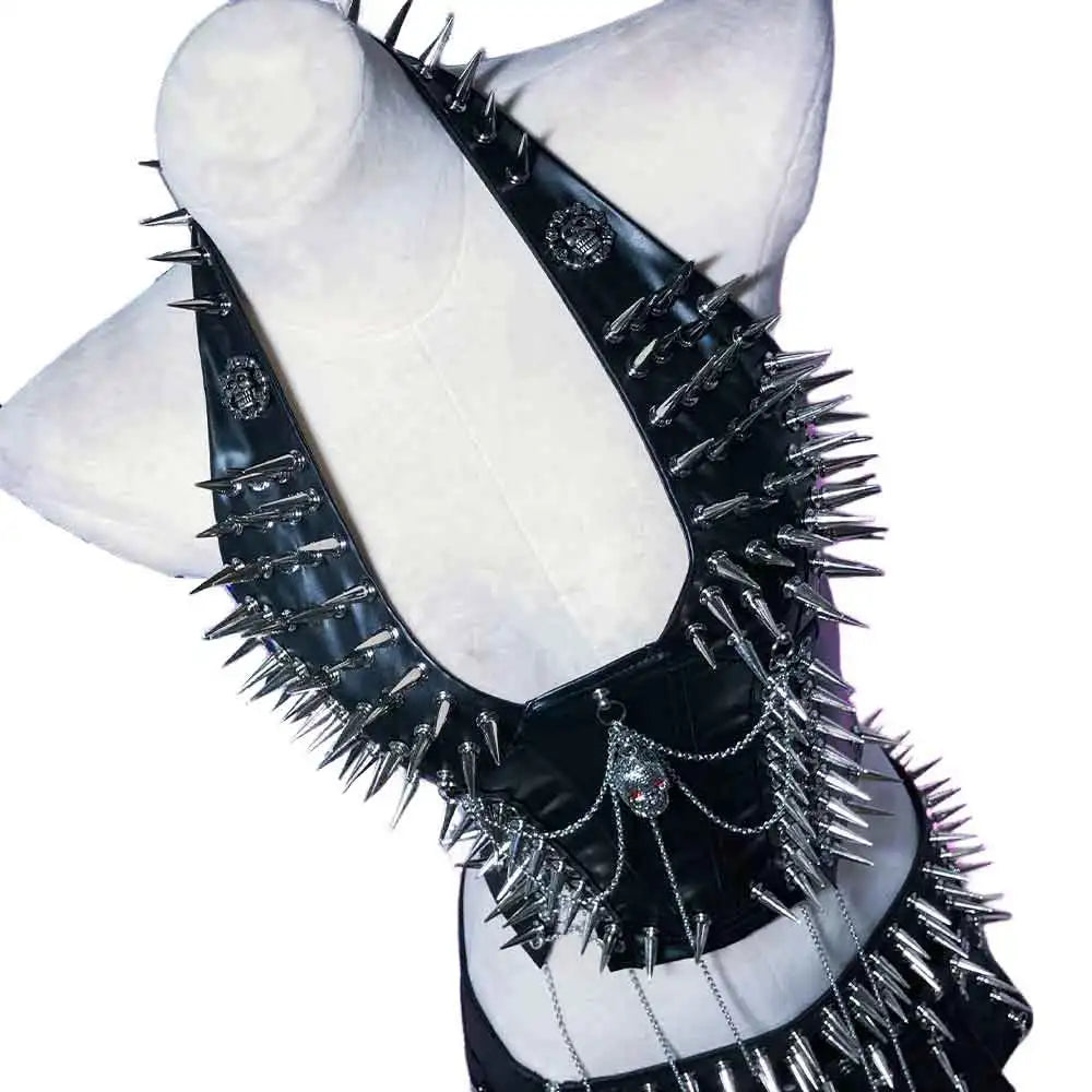 Goth Tops Gothic Tank Scene Women's with Spikes Boho 90s Spiked Emo Clothing Grunge Punk Rock Clothes Y2K T-shirt Festival Bra