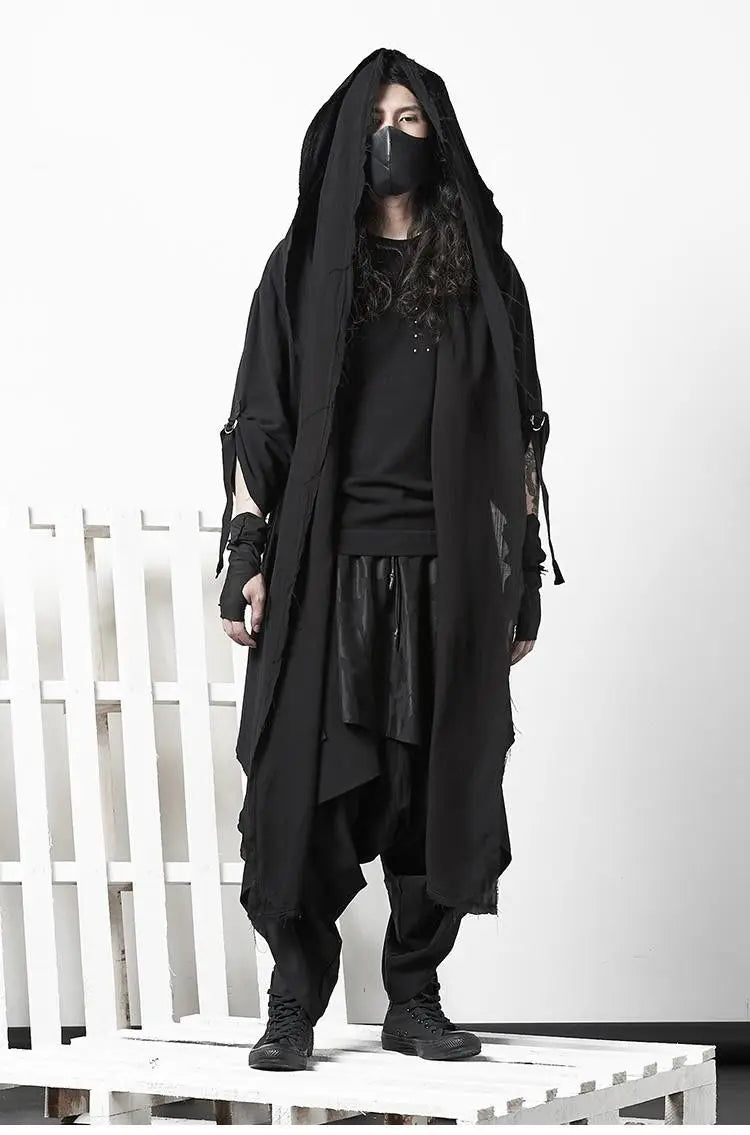 ARENS Techwear Goth Coat Men's Windbreaker Gothic Hip Hop Harajuku Dark Wear Long Cardigan Men Black Japanese Streetwear