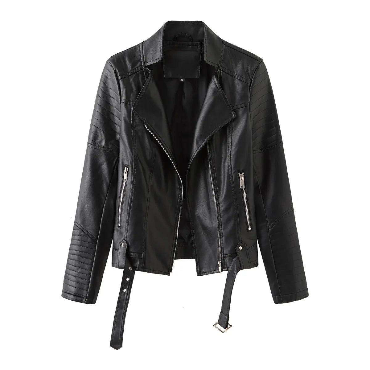 Faux Leather Motorcycle Jacket for Women, Female Coat, Moto Biker, Purple, Black,  Autumn, Spring, Fashion