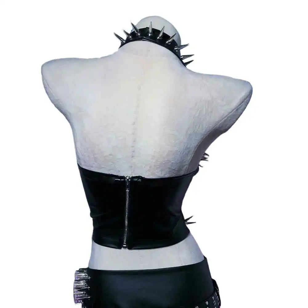 Goth Tops Gothic Tank Scene Women's with Spikes Boho 90s Spiked Emo Clothing Grunge Punk Rock Clothes Y2K T-shirt Festival Bra