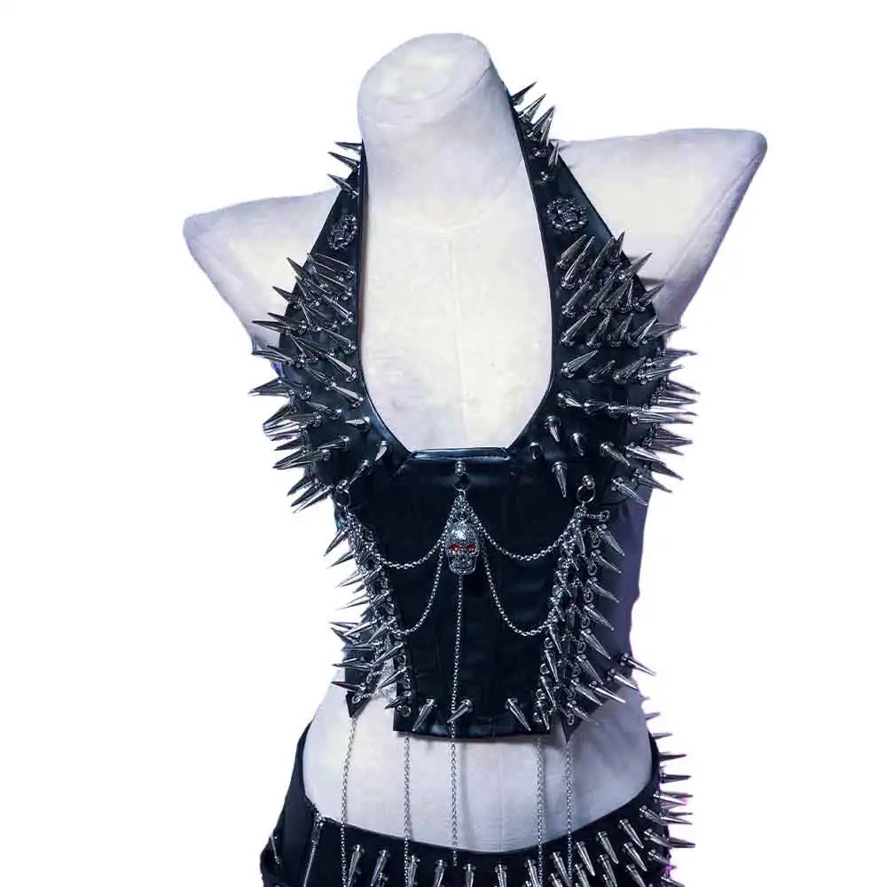 Goth Tops Gothic Tank Scene Women's with Spikes Boho 90s Spiked Emo Clothing Grunge Punk Rock Clothes Y2K T-shirt Festival Bra