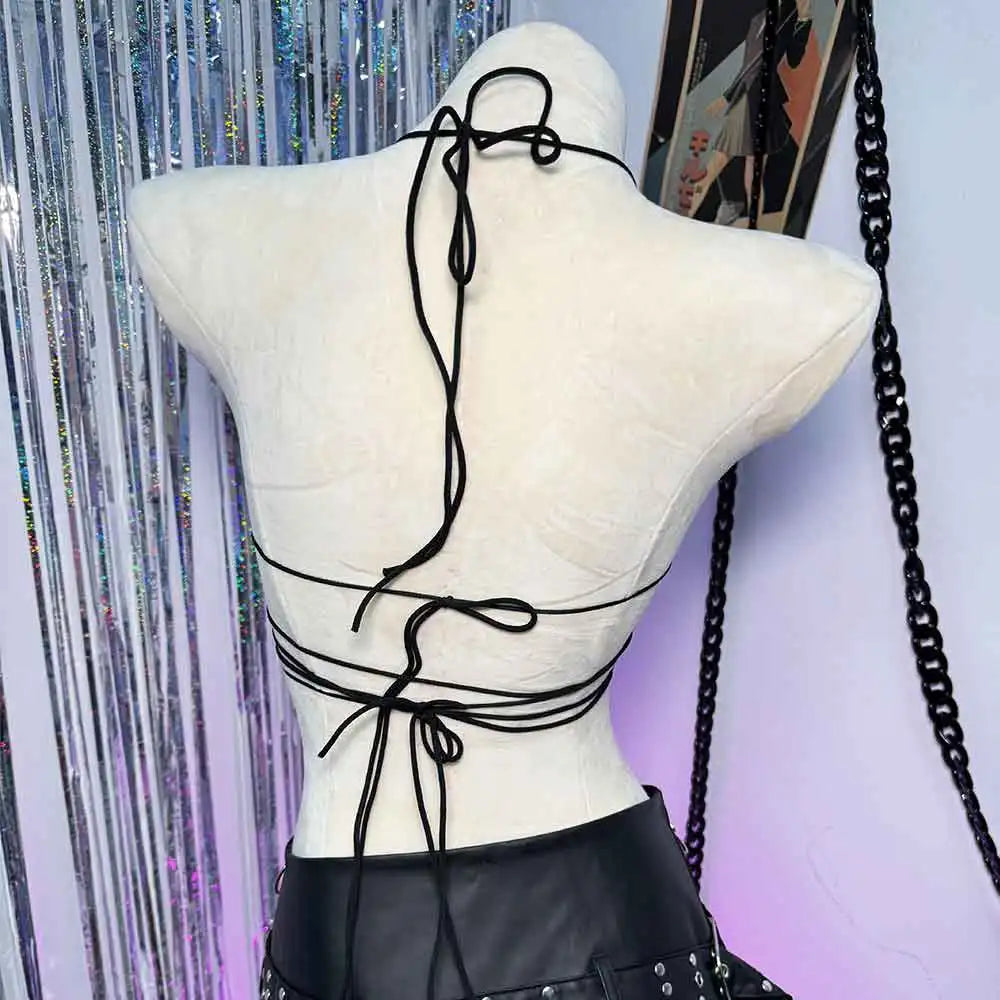 Goth Top Y2K Clothes Women's Tanks Emo Clothing Gothic Crop Tops with Spikes Punk Rock Teens ALT Rave Festival Bra Grunge Vkei