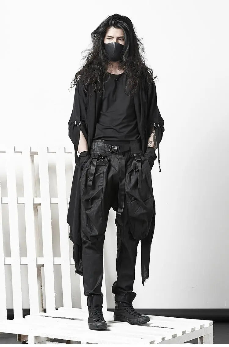 ARENS Techwear Goth Coat Men's Windbreaker Gothic Hip Hop Harajuku Dark Wear Long Cardigan Men Black Japanese Streetwear