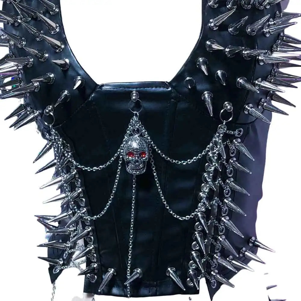 Goth Tops Gothic Tank Scene Women's with Spikes Boho 90s Spiked Emo Clothing Grunge Punk Rock Clothes Y2K T-shirt Festival Bra