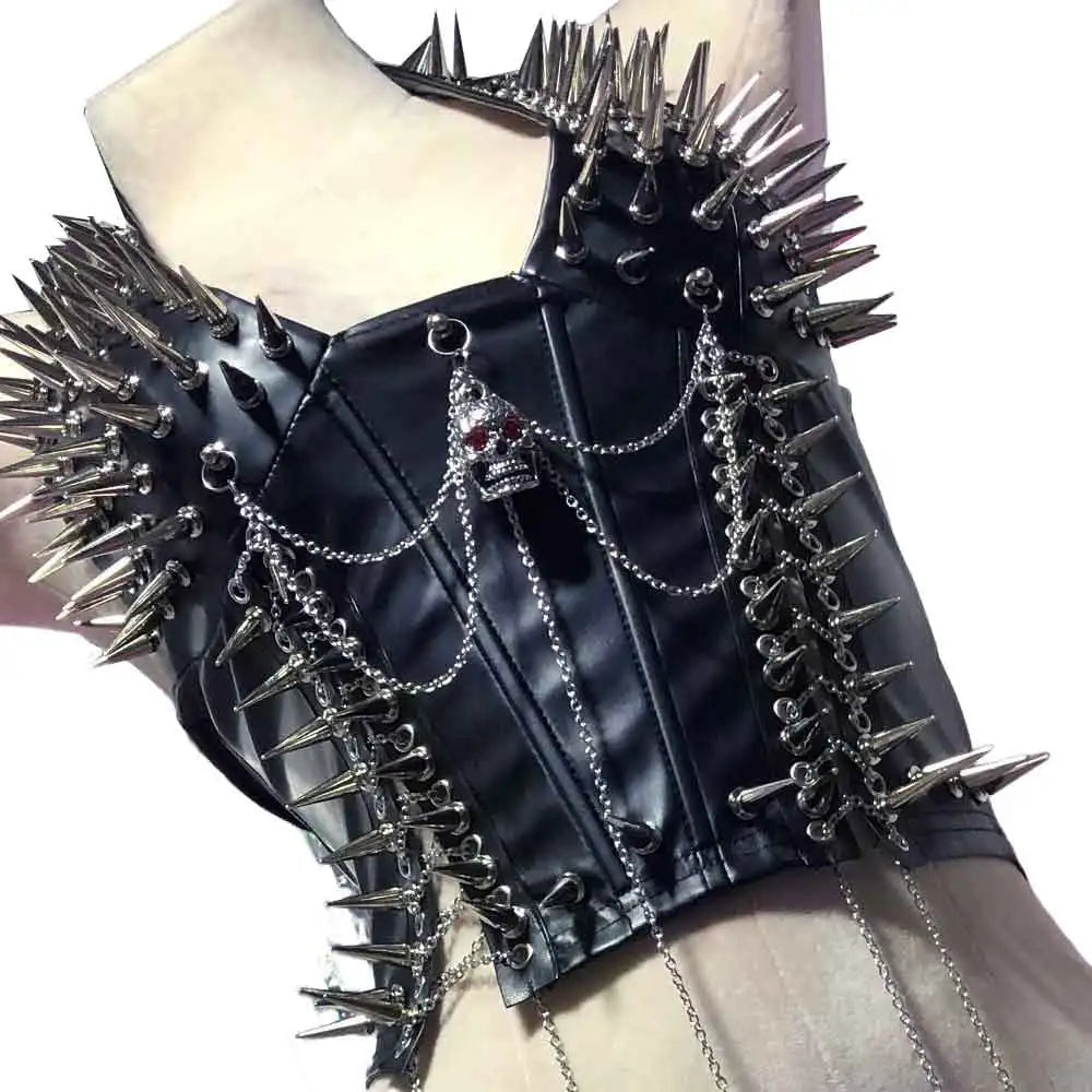 Goth Tops Gothic Tank Scene Women's with Spikes Boho 90s Spiked Emo Clothing Grunge Punk Rock Clothes Y2K T-shirt Festival Bra