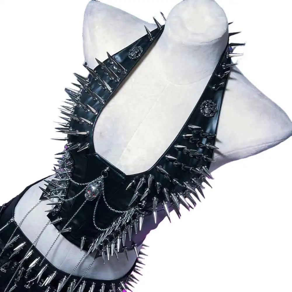 Goth Tops Gothic Tank Scene Women's with Spikes Boho 90s Spiked Emo Clothing Grunge Punk Rock Clothes Y2K T-shirt Festival Bra