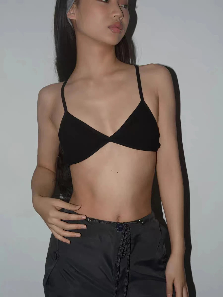 Women's Seamless Deep-V Bra Sexy Triangle Thin Bralette Back Tops Breathable Plunge Underwear Tube Vest Top Female Lingerie