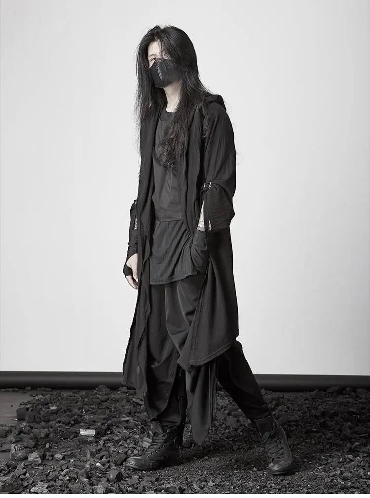 ARENS Techwear Goth Coat Men's Windbreaker Gothic Hip Hop Harajuku Dark Wear Long Cardigan Men Black Japanese Streetwear