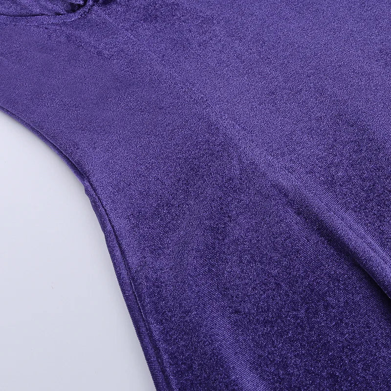 Goth Cross Sexy Purple Dress Vintage Velvet A Line Lolita Dress Aesthetic Gothic High Waist Ladies Club Party Dresses