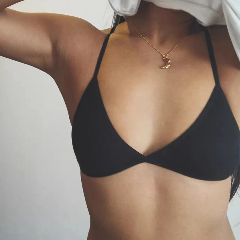 Women's Seamless Deep-V Bra Sexy Triangle Thin Bralette Back Tops Breathable Plunge Underwear Tube Vest Top Female Lingerie