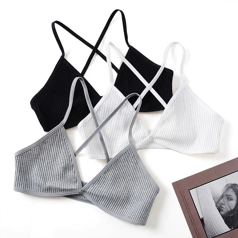 Women's Seamless Deep-V Bra Sexy Triangle Thin Bralette Back Tops Breathable Plunge Underwear Tube Vest Top Female Lingerie