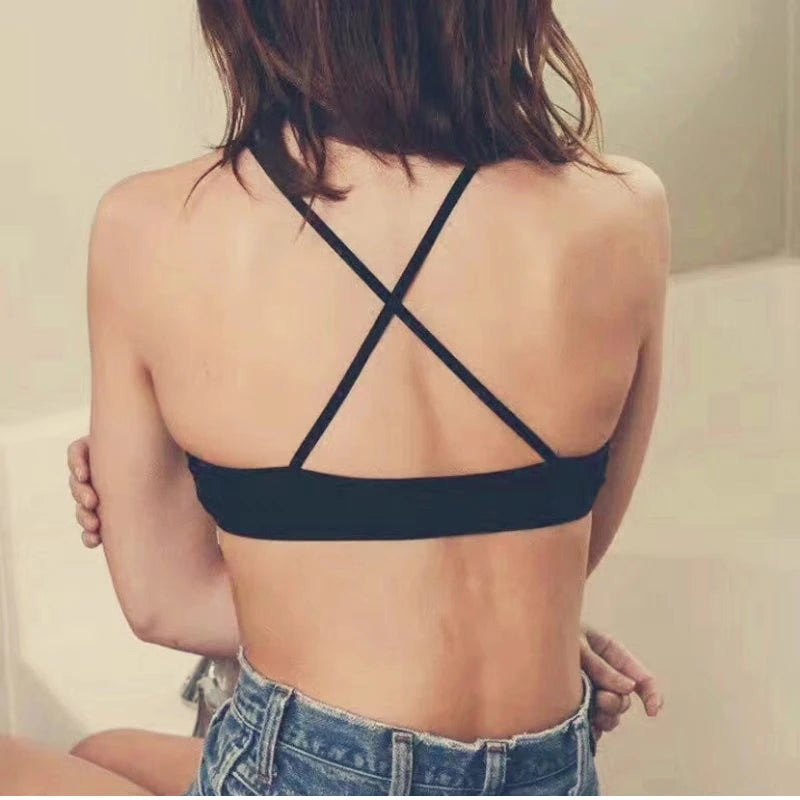 Women's Seamless Deep-V Bra Sexy Triangle Thin Bralette Back Tops Breathable Plunge Underwear Tube Vest Top Female Lingerie