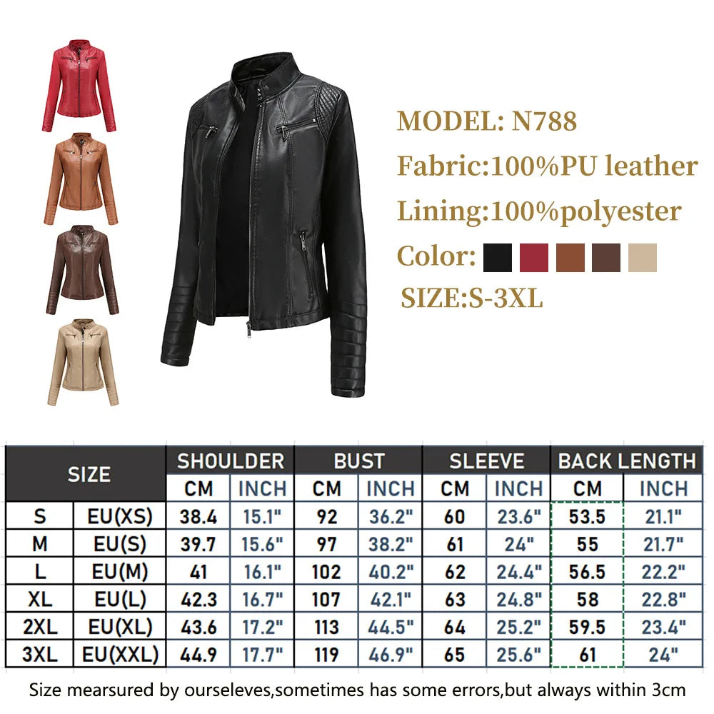 Faux Leather Motorcycle Jacket for Women, Female Coat, Moto Biker, Purple, Black,  Autumn, Spring, Fashion
