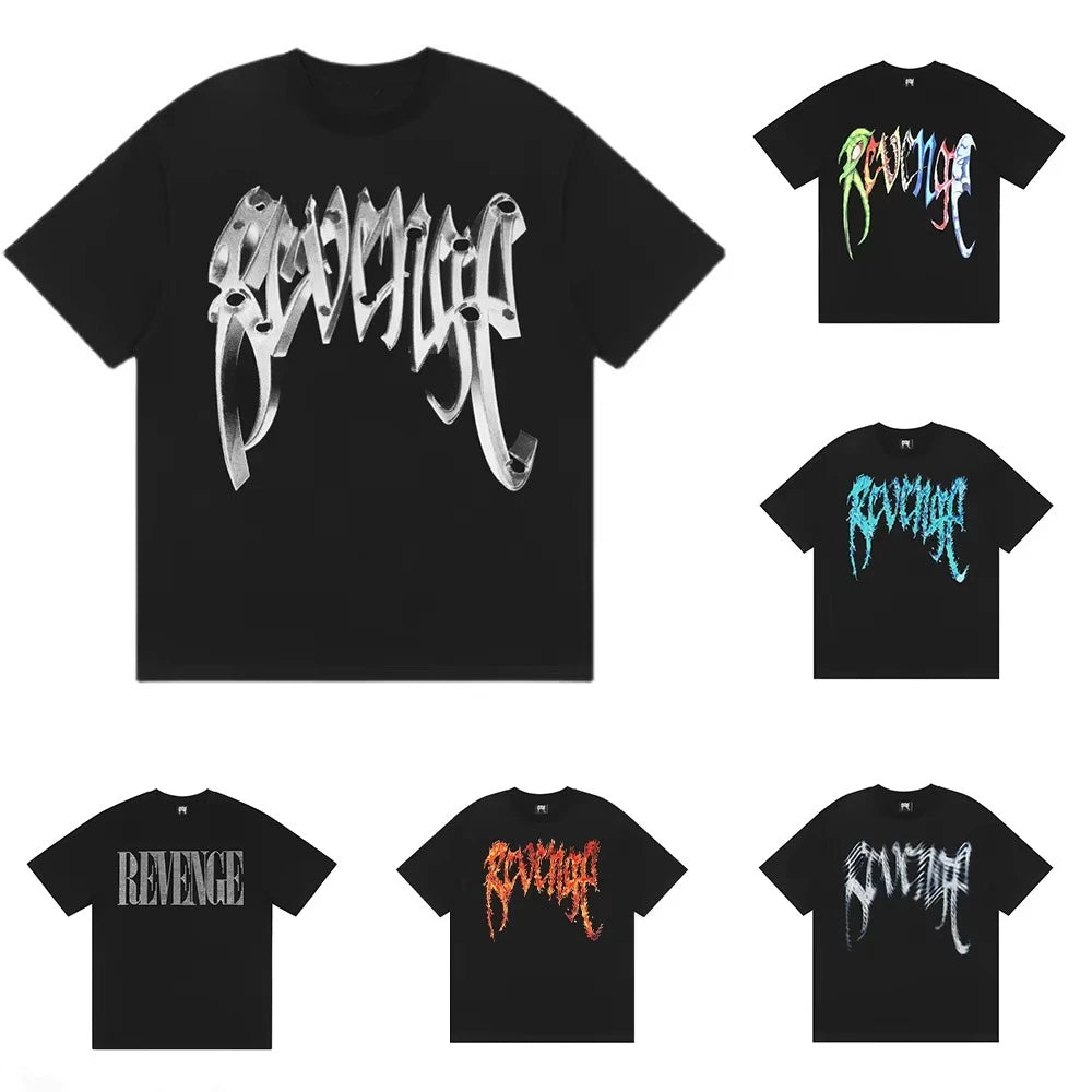 Gothic Font T-Shirt 2D Metal Effect Graphic Tee, Black Streetwear Bold Letter Print Tops for Men Women Casual men clothing