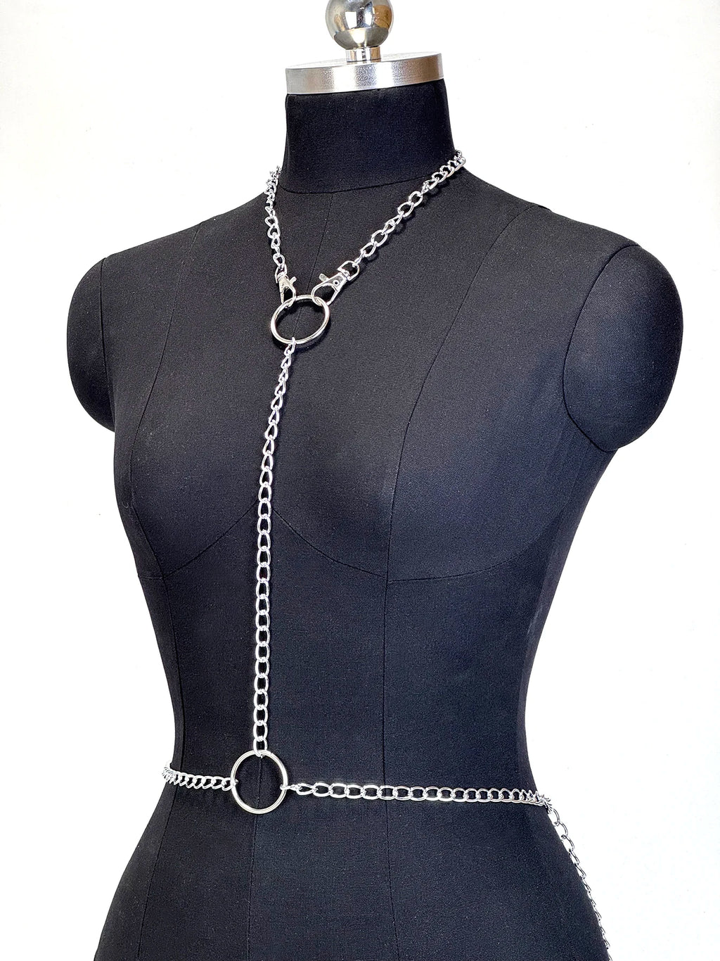Goth Adjustable Chest Body Link Necklace With O-ring - Punk Rock Style Nice For Daily And Party Wear