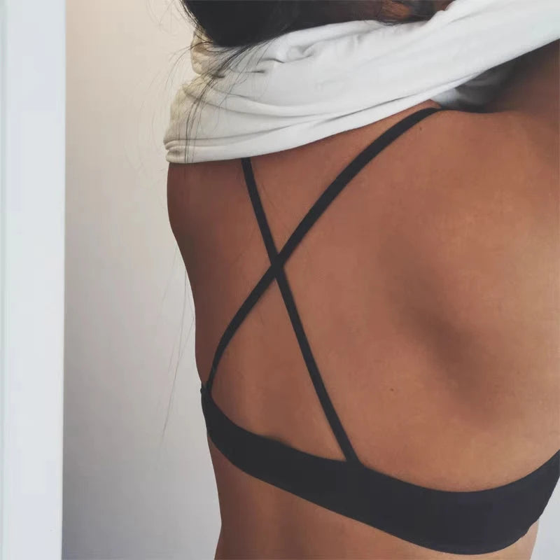 Women's Seamless Deep-V Bra Sexy Triangle Thin Bralette Back Tops Breathable Plunge Underwear Tube Vest Top Female Lingerie