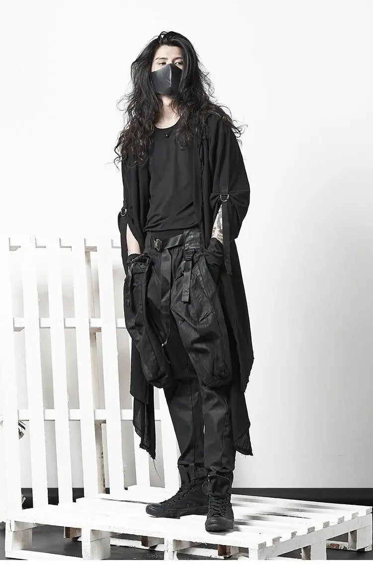 ARENS Techwear Goth Coat Men's Windbreaker Gothic Hip Hop Harajuku Dark Wear Long Cardigan Men Black Japanese Streetwear