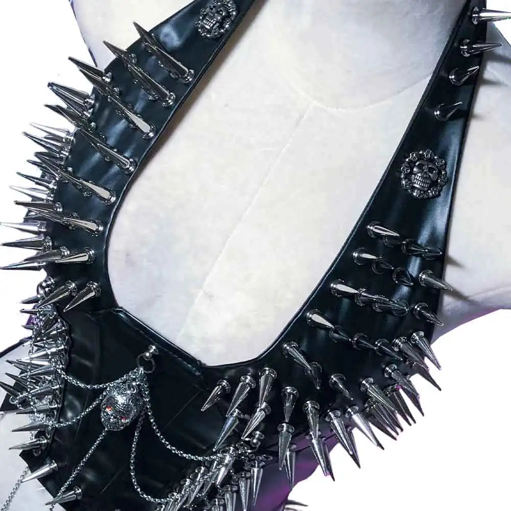 Goth Tops Gothic Tank Scene Women's with Spikes Boho 90s Spiked Emo Clothing Grunge Punk Rock Clothes Y2K T-shirt Festival Bra