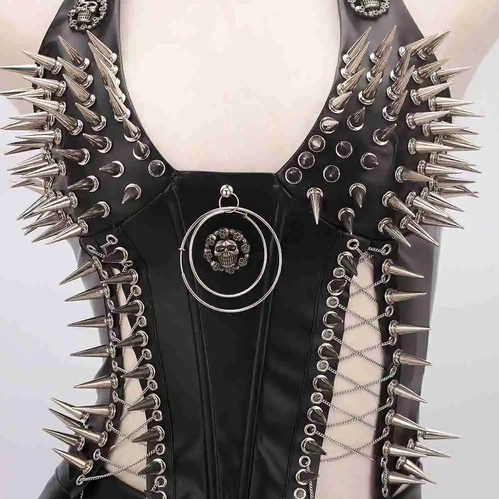 Goth Tops Gothic Tank Scene Women's with Spikes Boho 90s Spiked Emo Clothing Grunge Punk Rock Clothes Y2K T-shirt Festival Bra